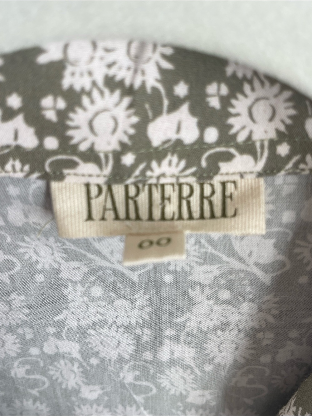 Parterre Owen Dress Everly Print Green Ivory Floral Block Print Size 00 - Picture 4 of 6